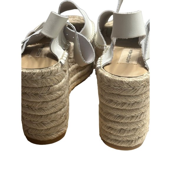 Antonio Melani White Sandals Size 6.5M Leather Wedge Espadrille‎ - Picture 7 of 8
